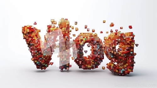 Image of The word Vlog created in Pixel Typography.