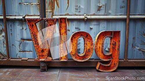 Image of Rusty Iron Vlog concept creative art poster.