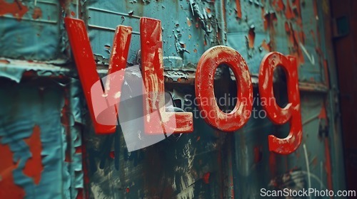 Image of Red Vlog concept creative art poster.