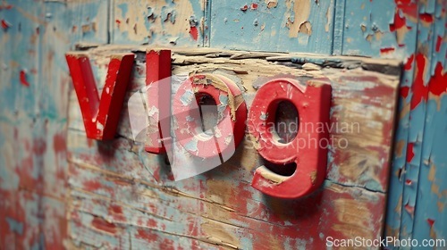 Image of Red Vlog concept creative art poster.