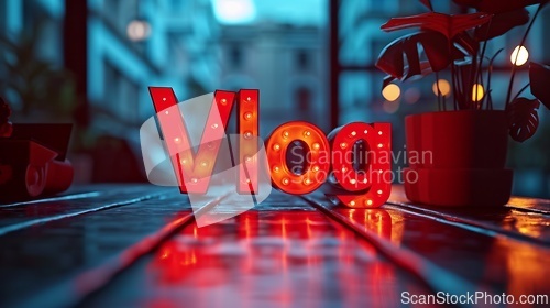 Image of Red Vlog concept creative art poster.