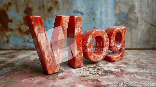 Image of Red Marble Vlog concept creative art poster.