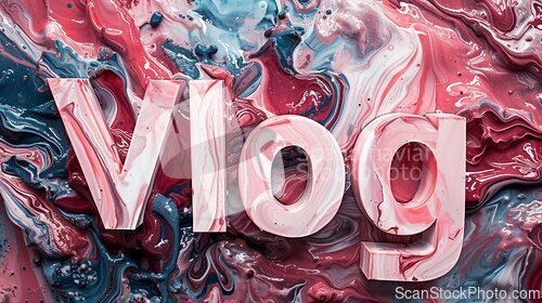 Image of Red Marble Vlog concept creative art poster.