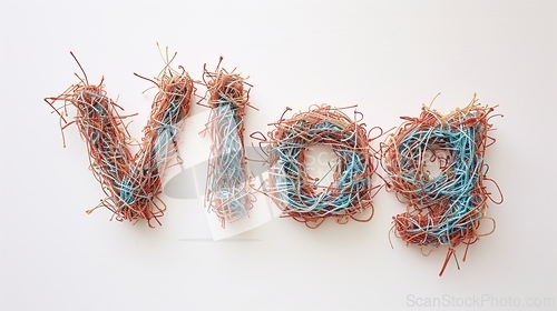 Image of The word Vlog created in String Art Lettering.