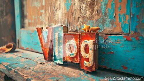Image of Stucco Veneziano Vlog concept creative art poster.