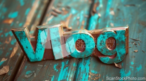 Image of Turquoise Crystal Vlog concept creative art poster.
