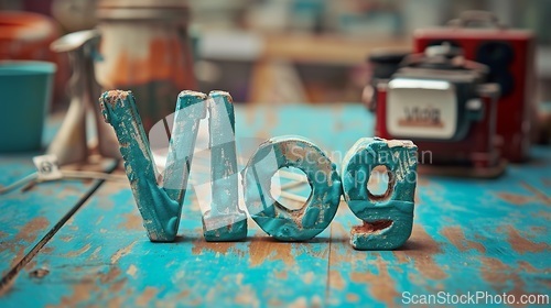 Image of Turquoise Crystal Vlog concept creative art poster.