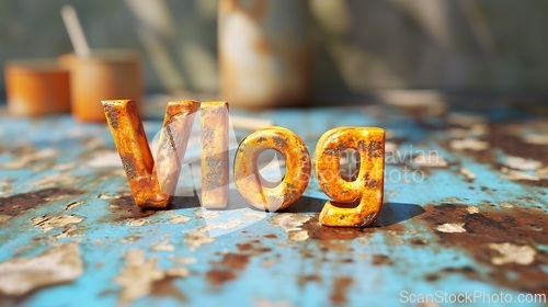 Image of Travertino Vlog concept creative art poster.