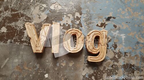 Image of Travertino Vlog concept creative art poster.