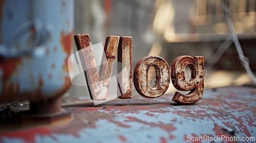 Image of Travertino Vlog concept creative art poster.