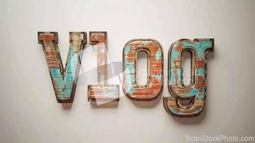 Image of The word Vlog created in Vintage Typography.