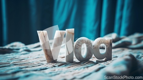 Image of White Marble Vlog concept creative art poster.