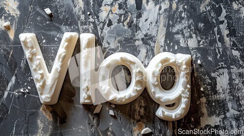 Image of White Marble Vlog concept creative art poster.