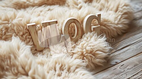 Image of White Fur Vlog concept creative art poster.