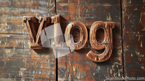 Image of Wooden Ebony Vlog concept creative art poster.