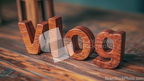 Image of Wooden Rosewood Vlog concept creative art poster.