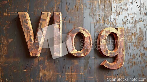 Image of Wooden Shou Sugi Ban Vlog concept creative art poster.