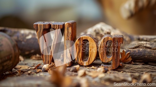 Image of Wooden Walnut Vlog concept creative art poster.