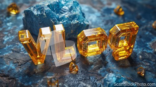 Image of Yellow Sapphire Crystal Vlog concept creative art poster.