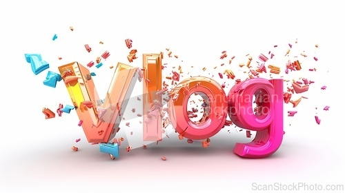 Image of The word Vlog created in 3D Typography.