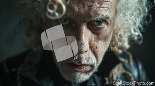 Image of Old Latino Man with Blond Curly Hair Goth style Illustration.