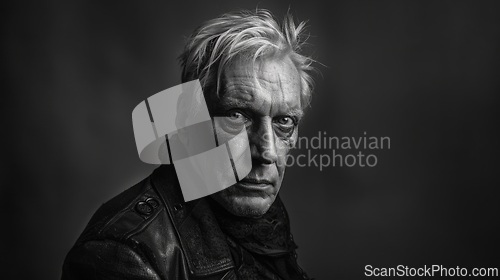Image of Old White Man with Blond Straight Hair Goth style Illustration.