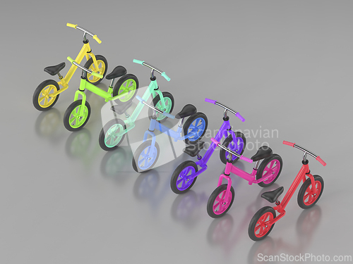 Image of Group of seven different balance bikes