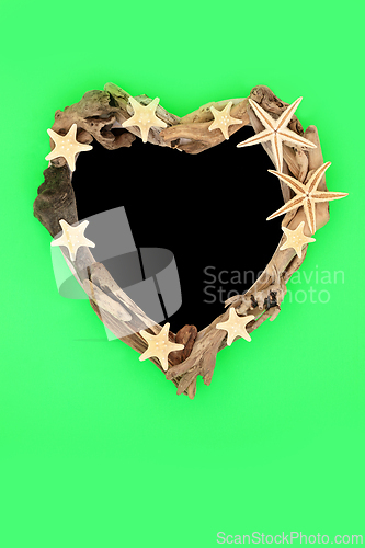Image of Driftwood Sea Shell Abstract Frame Wreath