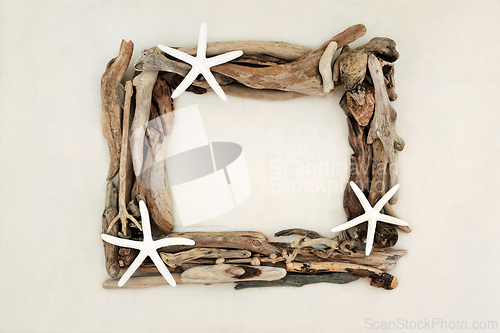 Image of Natural Driftwood and Starfish Frame Wreath