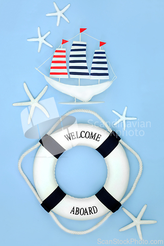 Image of Sailboat and Lifebuoy Nautical Fun Decorations