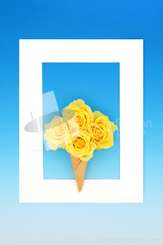 Image of Surreal Ice Cream Cone with Rose Flowers