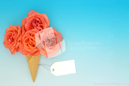 Image of Surreal Orange Rose Flower Ice Cream with Gift Tag 