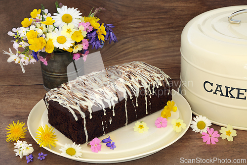 Image of Chocolate Chip Cake with Spring Wildflowers
