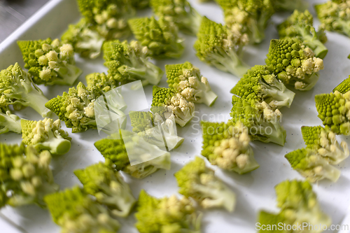 Image of Close-up of cut romanesco broccoli
