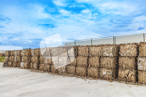 Image of Large bales of compressed cardboard
