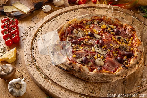 Image of Tasty Italian capriciosa pizza