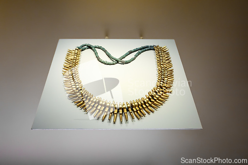 Image of Pre-Columbian gold artifact in the Museo del Oro. Famous Gold Museum, Bogota, Colombia.