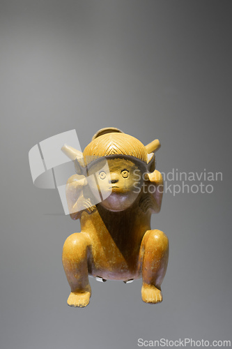 Image of Pre-Columbian gold artifact - statuette in the Museo del Oro - Gold Museum located in Bogota, Colombia.