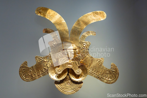 Image of Pre-Columbian gold artifact in the Museo del Oro. Famous Gold Mu