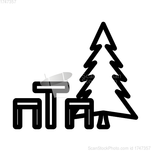 Image of Icon Of Park Seat And Pine Tre