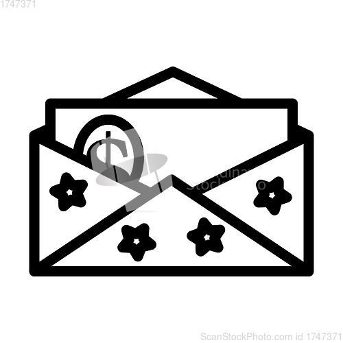 Image of Birthday Gift Envelop Icon With Money