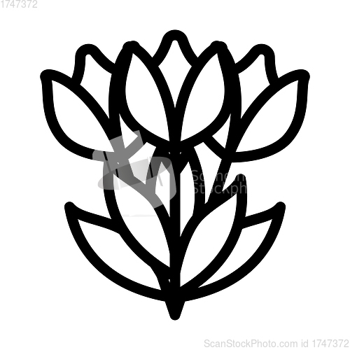 Image of Tulips Bouquet Icon With Tied Bow