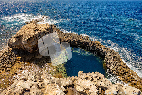 Image of Blue Hole Viewpoint Dwejra Bay, Gozo island Malta.
