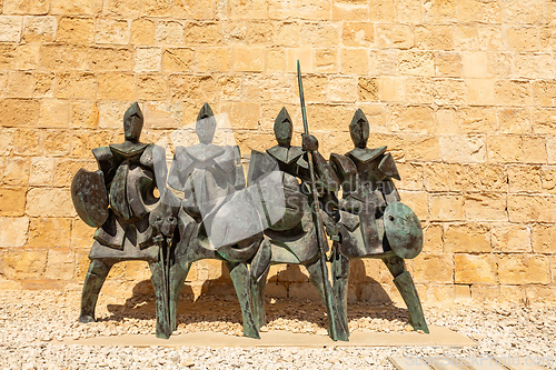 Image of Statues of medieval knights outside Fort St Elmo, Valletta Malta