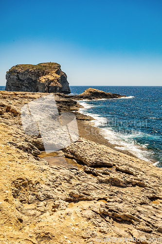 Image of Tilt Rock Il Dwejra Bay, Gozo island Malta.