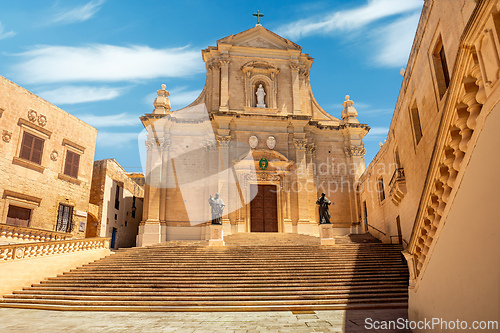 Image of Roman Catholic cathedral of the Assumption in the Citadel of Victoria. Popular touristic attraction and destination. Gozo, Malta