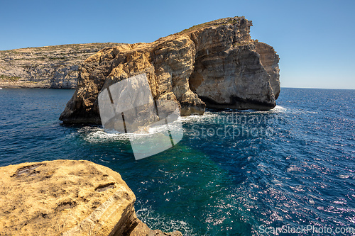 Image of Tilt Rock Il Dwejra Bay, Gozo island Malta.
