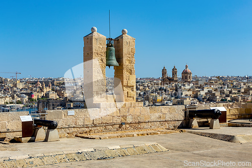 Image of Stone ramparts of Fort St. Angelo, Birgu Malta.