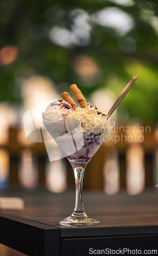 Image of Glass cup of ice cream