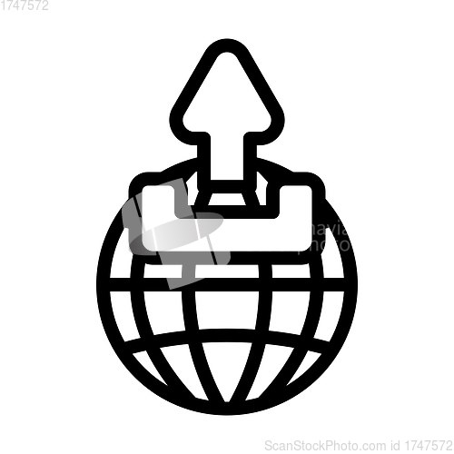 Image of Globe With Upload Symbol Icon